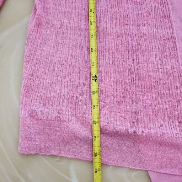 Lafayette 148 Long Open Front Linen Blend Lightweight Breezy Pink Cardigan M - Picture 9 of 14